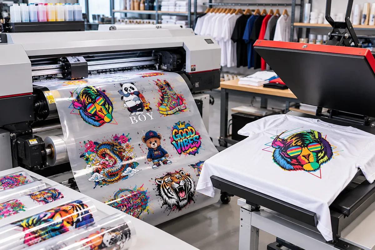 DTF printer and colorful printed transfer films